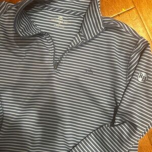 New Southern Tide Men's Blue Striped quarter zip top
